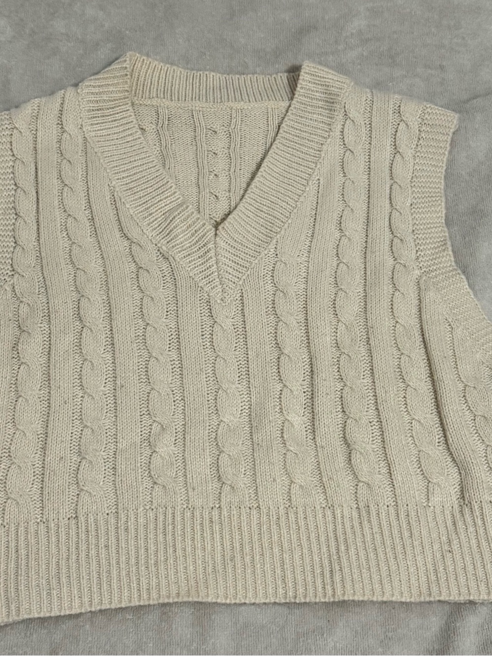 Classic Cream Cable Knit V-Neck Sweater Vest